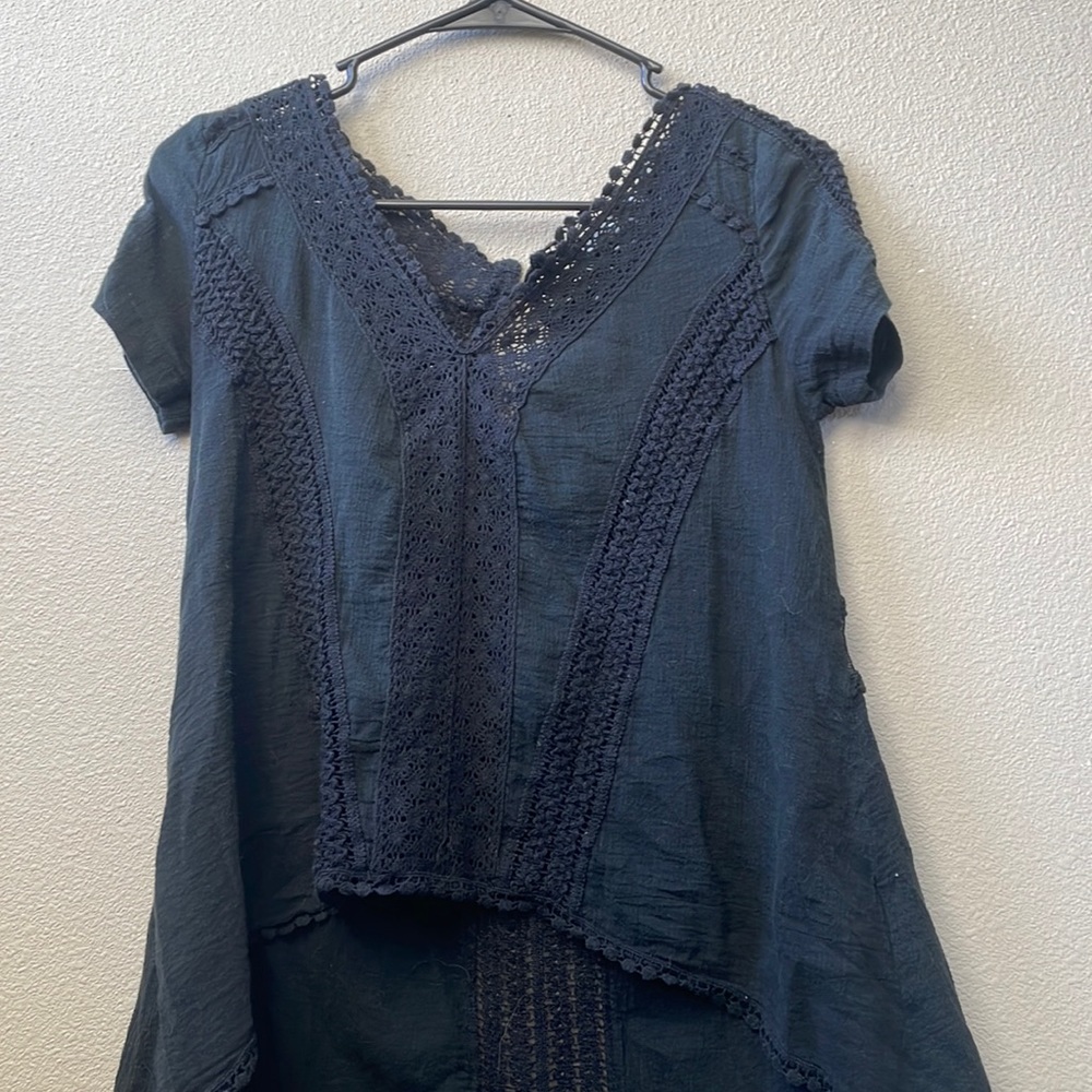 Haute Society black high low shirt